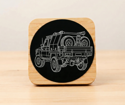 4WD LED Wireless Phone Charger Bamboo Fast Charge Pad LC79, FJ40 & Patrol Designs