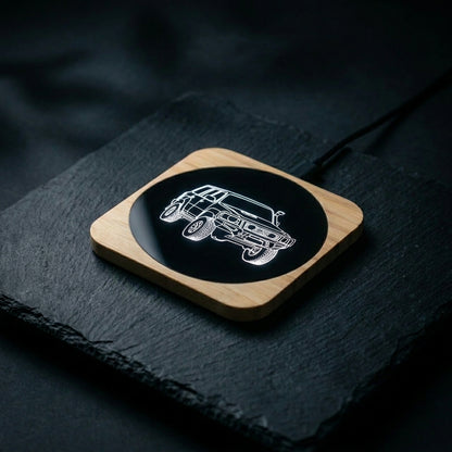 4WD LED Wireless Phone Charger Bamboo Fast Charge Pad LC79, FJ40 & Patrol Designs