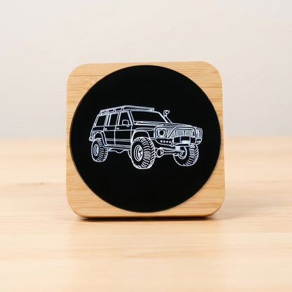 4WD LED Wireless Phone Charger Bamboo Fast Charge Pad LC79, FJ40 & Patrol Designs