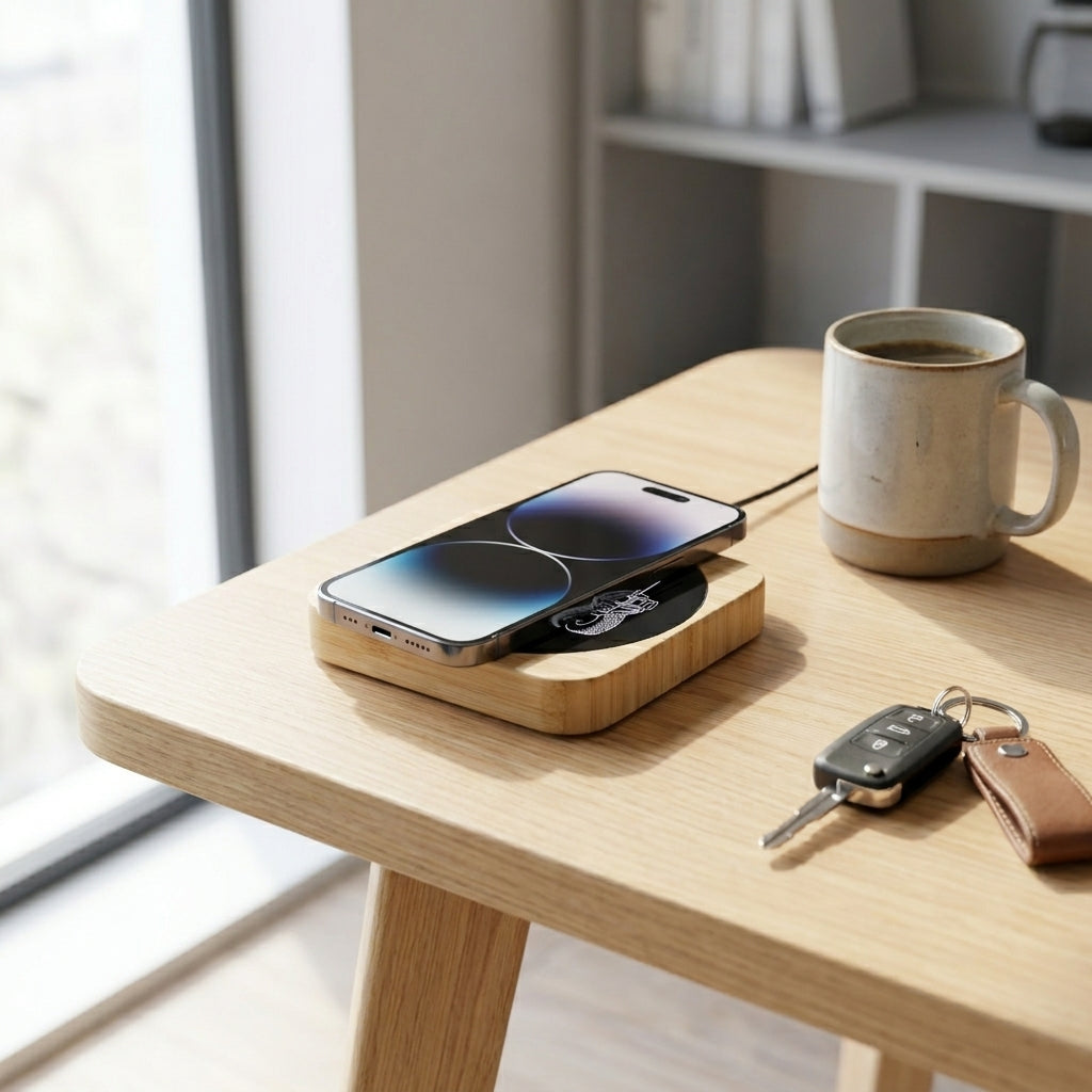 4WD LED Wireless Phone Charger Bamboo Fast Charge Pad LC79, FJ40 & Patrol Designs